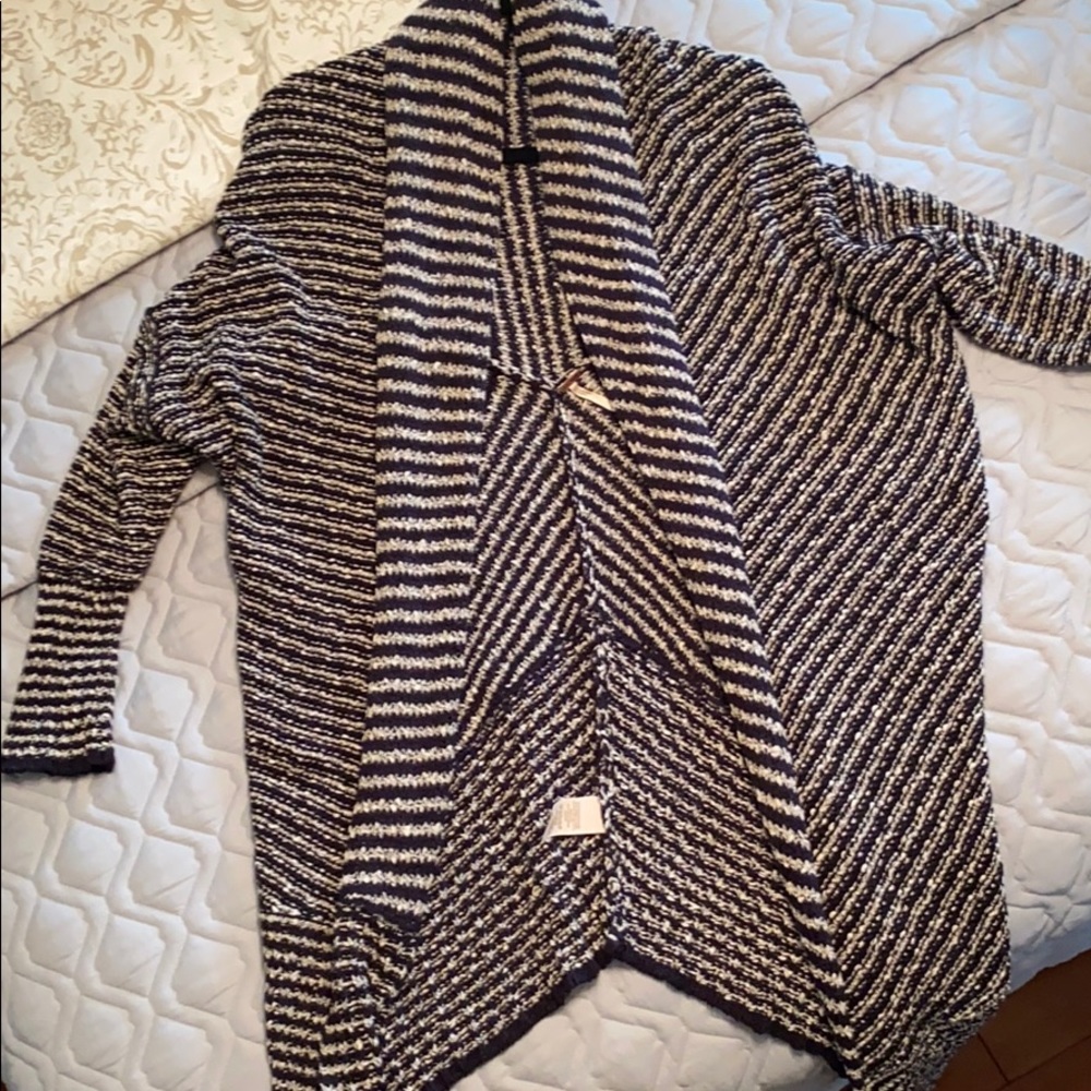 Free People Chunky Navy & Grey Sweater